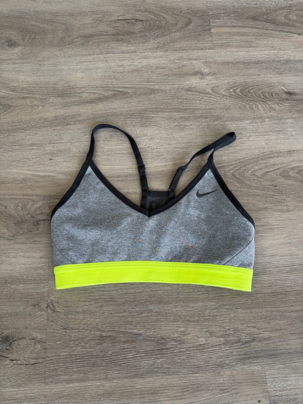Nike Gray Sports Bra with Neon Yellow Band